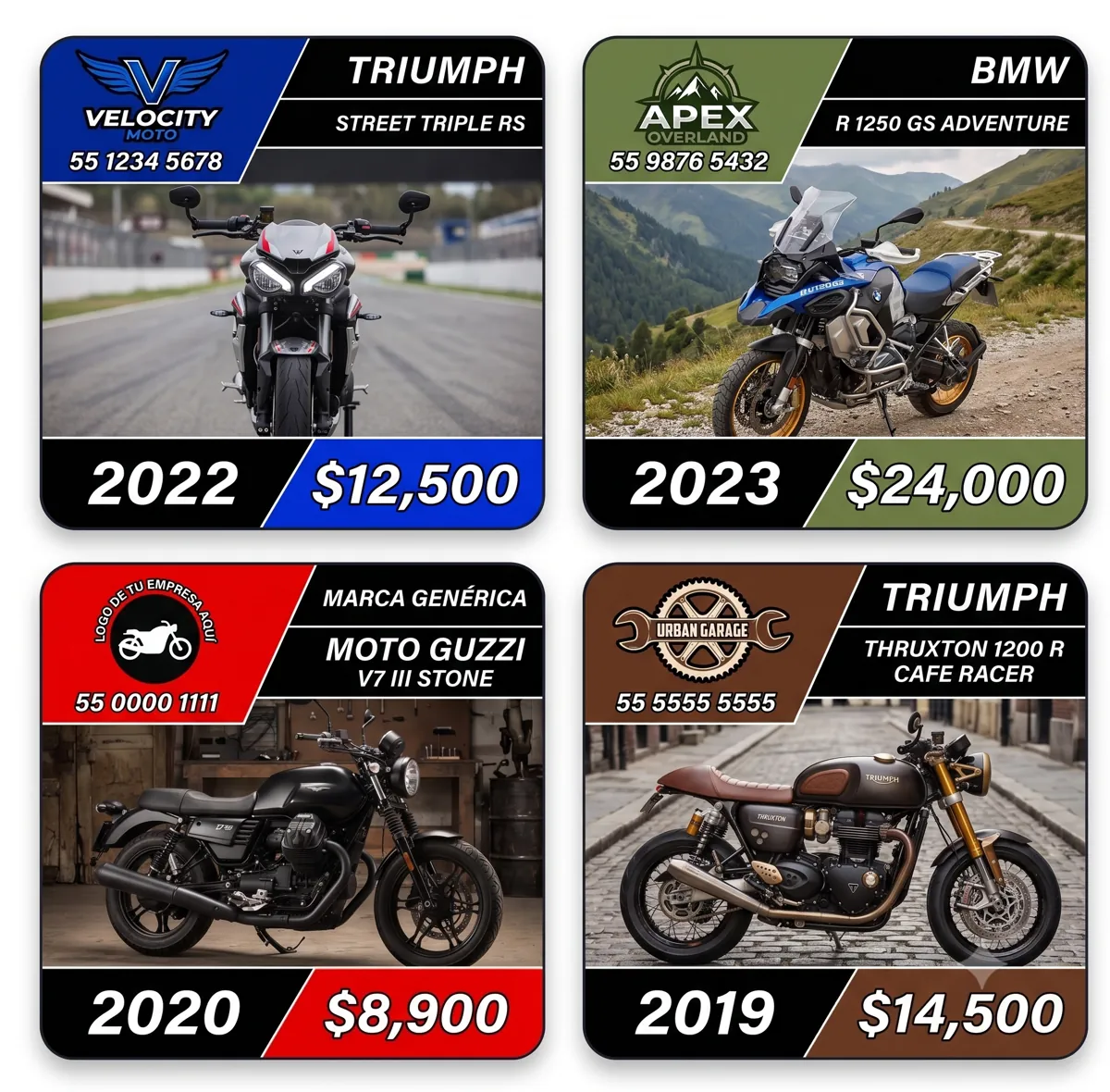 Ejemplos de anuncios para redes con distintos brandings de dealer